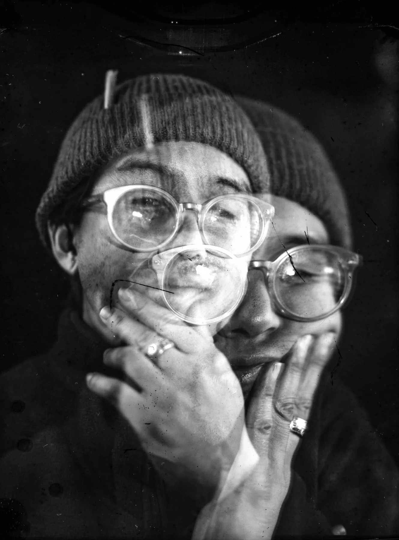 Experimental black and white multiple-exposure portrait